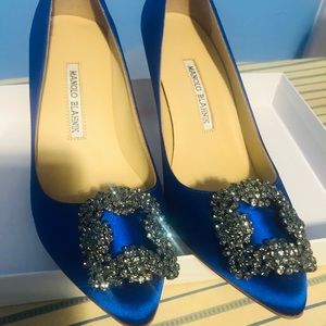 Manolo Blahnik Blue Satin